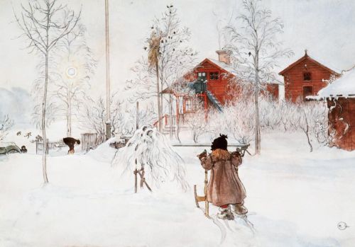 Carl Larsson: „Lilla Hyttnäs" im Winter